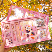 韵轩熊猫创意文具套装 手账网红ins伴手礼小学生日记本四川成都基地纪念品生日礼物 礼盒梅兰福宝花花萌兰精装