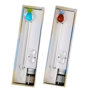 菠萝水晶玻璃笔套装礼盒蘸水笔中国复古风沾墨笔彩色墨水手工沾水钢笔学生用网红抖音ins同款小清新生日礼物