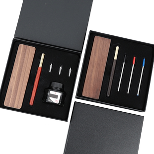 中国风复古实木签字笔礼盒套装中性笔带笔芯木笔杆钢笔企业会议高档实用商务礼品定制logo刻字聚会活动纪念品