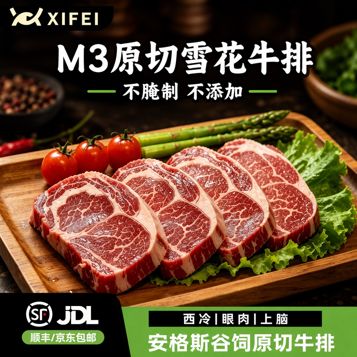 希菲安格斯厚切新鲜雪花牛肉图片