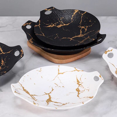 密胺双耳小龙虾盘子商用餐厅特色菜盘酒店饭店专用仿瓷麻辣香锅盘