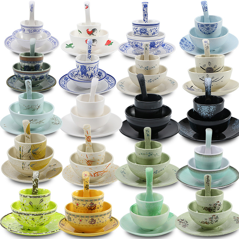 商用密胺餐具火锅店套装摆台调料仿瓷碗碟塑料仿瓷饭店配套四件套