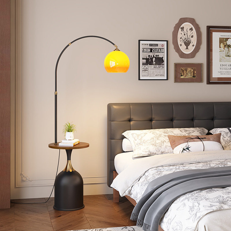 柚子钓鱼落地灯带置物架茶几一体中古风客厅沙发旁边装饰摆件台灯,家装灯饰光源,置物功能落地灯,淘宝优惠券,粉丝福利购,淘宝优惠卷