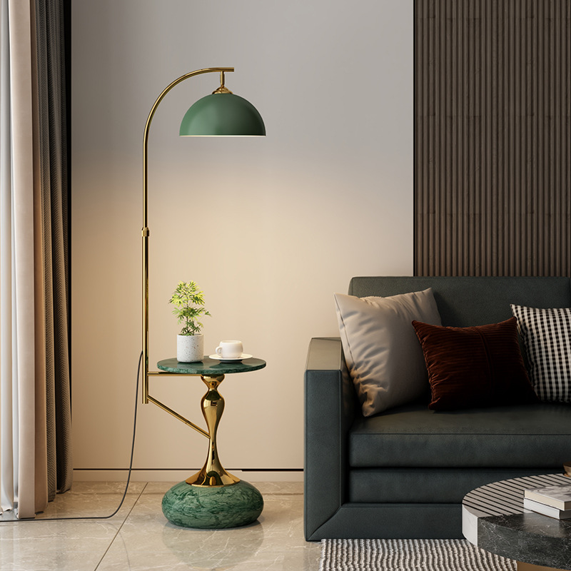 奶油风边几落地灯一体客厅沙发旁卧室床头台灯置物架摆件装饰氛围