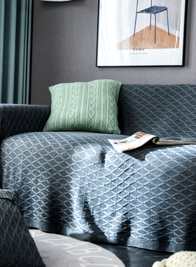 绿色沙发盖布四季通用高级租房通用纯棉沙发巾全覆盖套罩坐垫粉色