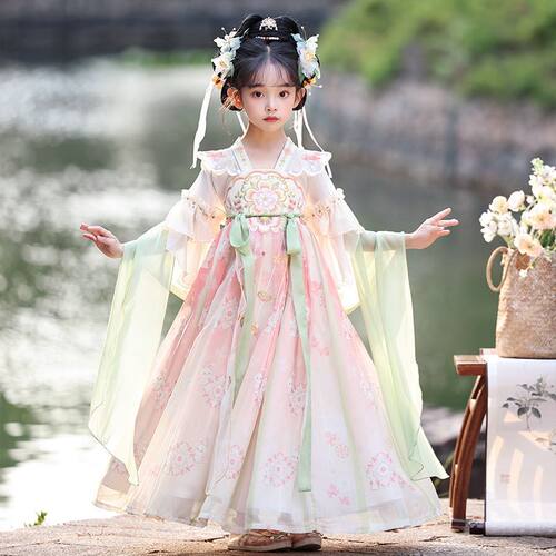 2026新款汉服女童儿童夏款古装国风夏季古风连衣裙唐装超仙公主裙