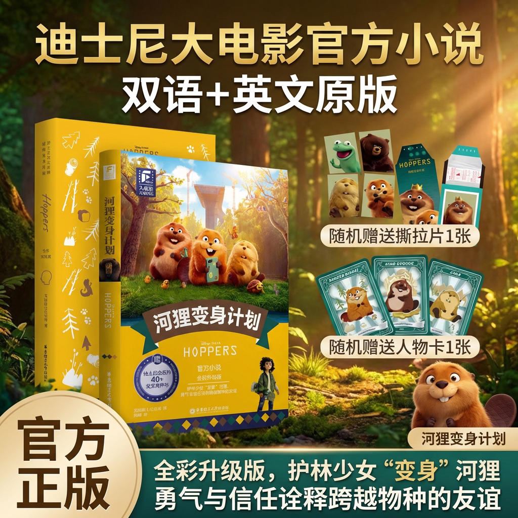 河狸变身计划 迪士尼大电影双语阅读+英文原版 Hoppers 英汉对照英语读物学习口袋书小说动物乌托邦 快速提高 华东理工大学出版社