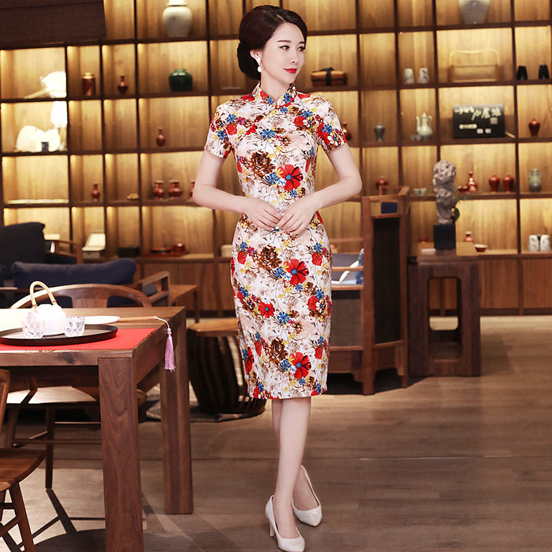 棉麻宴会走秀演出修身显瘦旗袍