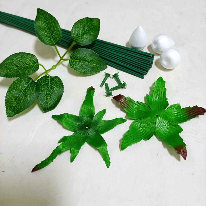 丝网花玫瑰花花托花叶花杆花萼布花托丝带玫瑰花手工diy钉子