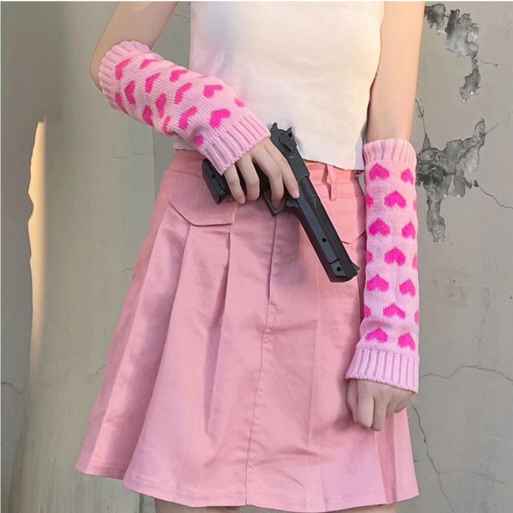 粉色爱心袜套热销洛丽塔袖