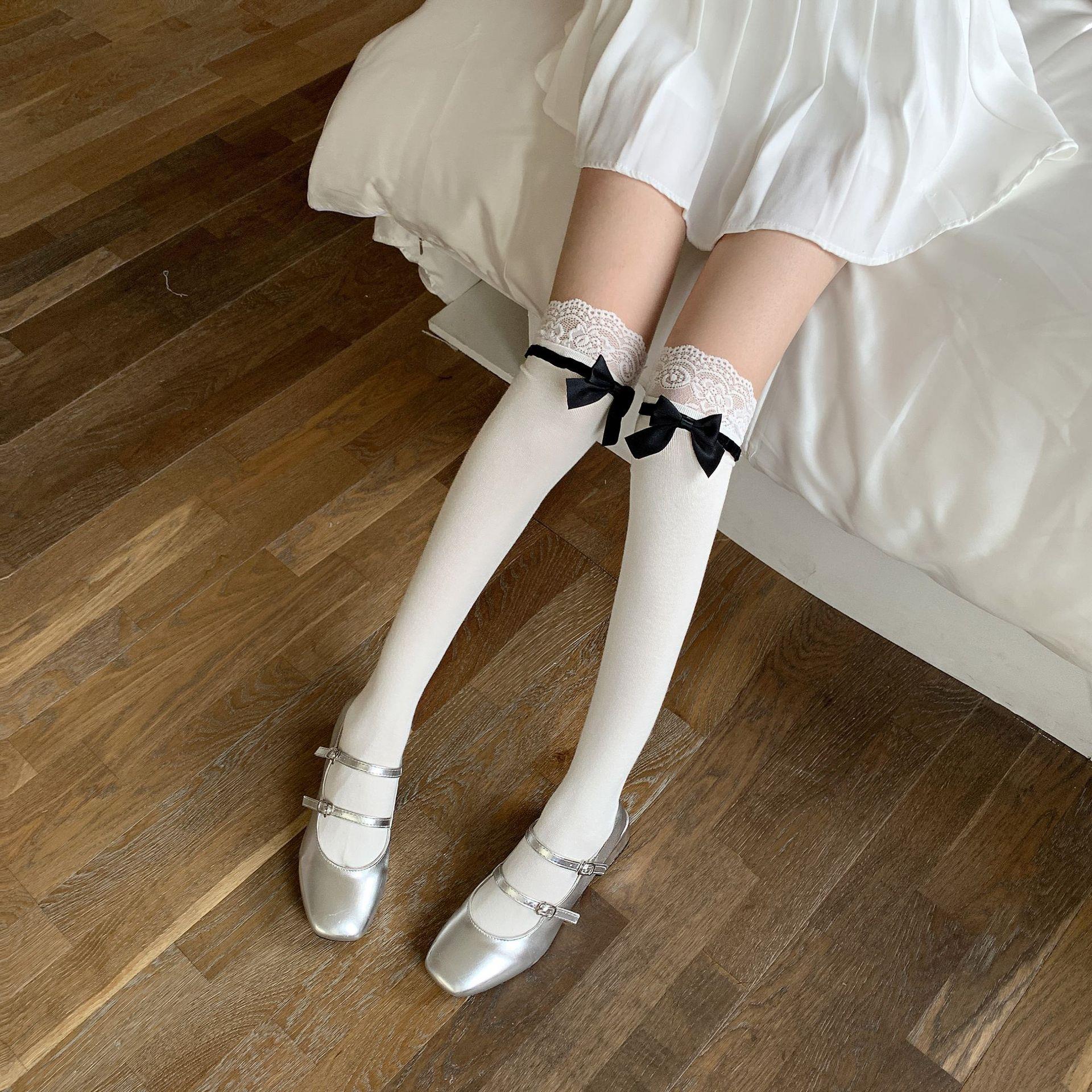 日系白色蕾丝花边甜美小腿