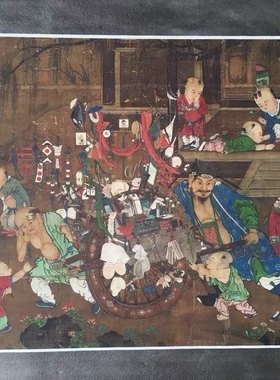 古画人物宋代著名画家苏汉臣货郎图真迹复制品画芯非手绘临摹装饰