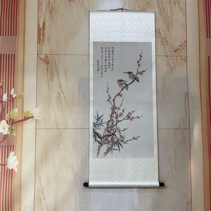 蔡铣梅花小鸟图工笔花鸟国画