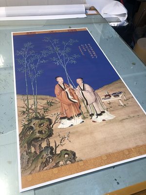 艺术微喷仿古字画复制画芯名家书画郎世宁平安春信图重彩国画立轴