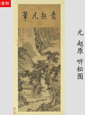 元 赵原 听松图 古代高士图董巨画法微喷临摹画稿54.2×100.7cm
