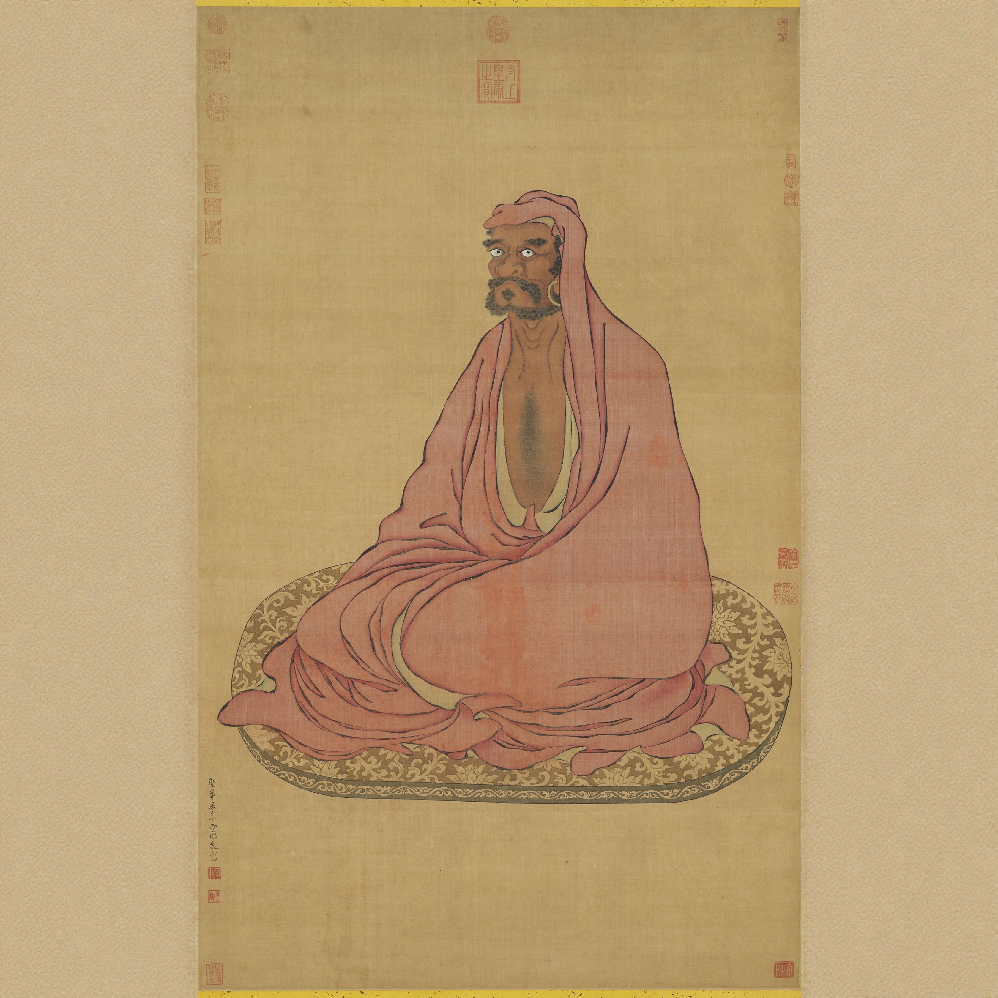 丁云鹏达摩图国画佛像字画微喷复制品禅意风水画寺庙装饰挂画