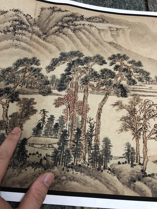 元 黄公望 秋林烟霭图 古代名家山水画长卷真迹复制品临摹装饰