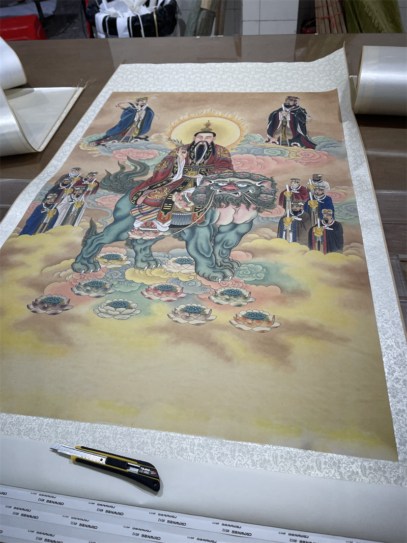道家太乙救苦天尊真人画像高清微喷复制装饰画神仙图挂轴装裱宣纸