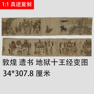 唐 遗书壁画 地狱十王经变图 佛画装饰画长卷微喷高清素材供奉画