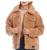 ugg女仿羊羔毛外套夹克宽松秋冬保暖卡其FRANKIE SHERPA 1113951