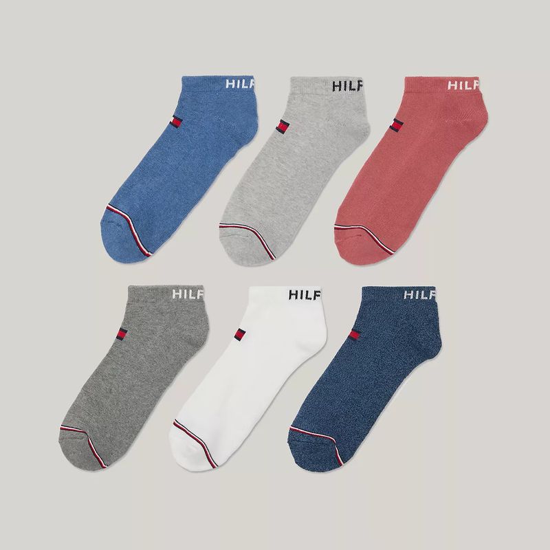 TOMMY HILFIGER汤米运动袜男袜6双短筒短袜吸湿排汗透气健身跑步
