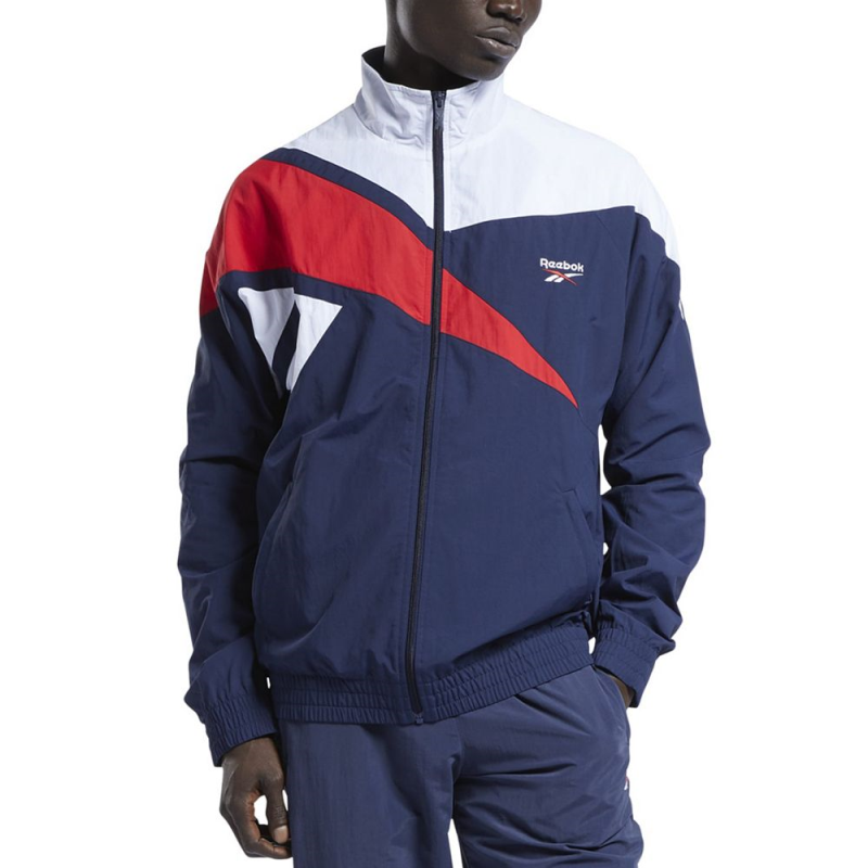 Reebok锐步男运动夹克外套经典矢量拼色全拉链透气运动服男装春秋