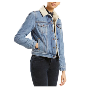 Levi's/李维斯女装牛仔服棉服外套夹克羊羔毛内里秋冬季保暖短款