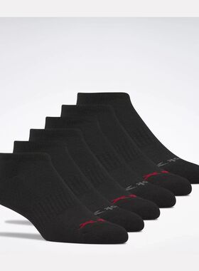 锐步reebok男士袜子运动袜低帮低筒6双装基础款黑色logo吸汗透气