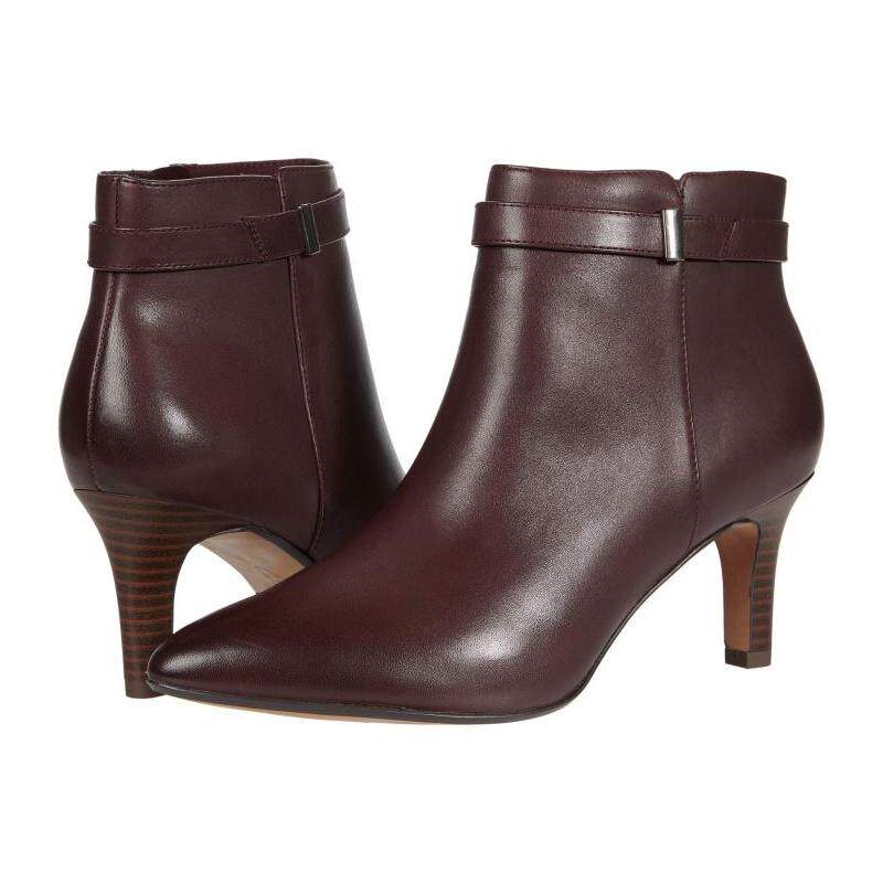 clarks其乐女士靴子中筒靴圆头细跟中跟纯色舒适正品478z8526