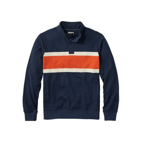 L.L. Bean男卫衣T恤套头衫纯棉橄榄球衫立领条纹经典春秋TA524126