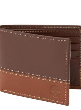 TIMBERLAND/添柏岚男款钱包两折短款皮面拼接便携商务正品53007