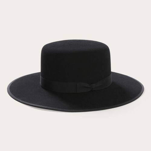 stetson羊毛毡帽男女高级礼帽黑色平檐美国手工制作西部牛仔风