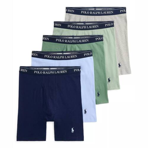 POLO RALPH LAUREN拉夫劳伦男士平角内裤四角短裤棉质吸汗5件装