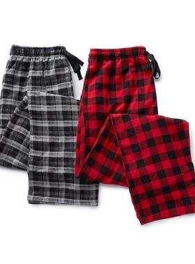 HANES/恒适男休闲裤长裤2条装格子印花睡裤宽松透气正品H300426