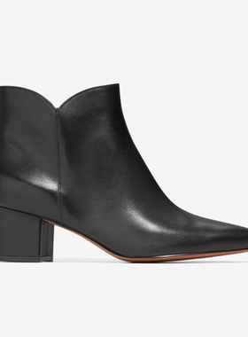 Cole Haan/可汗女高跟鞋短靴粗跟尖头中帮皮质时尚百搭简约W14979