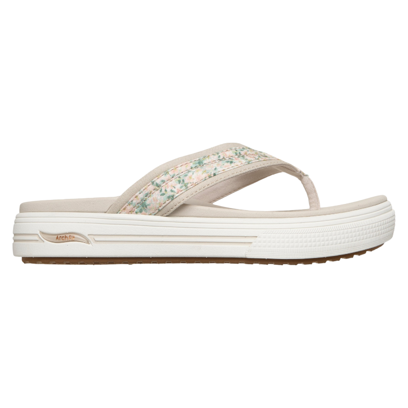 Skechers斯凯奇女鞋拖鞋人字拖夹趾凉拖鞋花卉印花帆布鞋面夏季