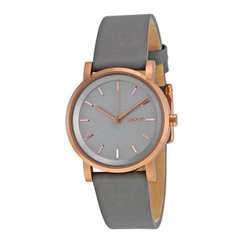 dkny/唐可娜儿女手表soho灰色珠光表盘灰色皮革腕表正品ny2341