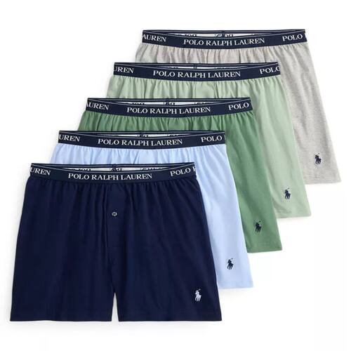 POLO RALPH LAUREN拉夫劳伦男士平角内裤四角裤棉质吸汗5条送男友