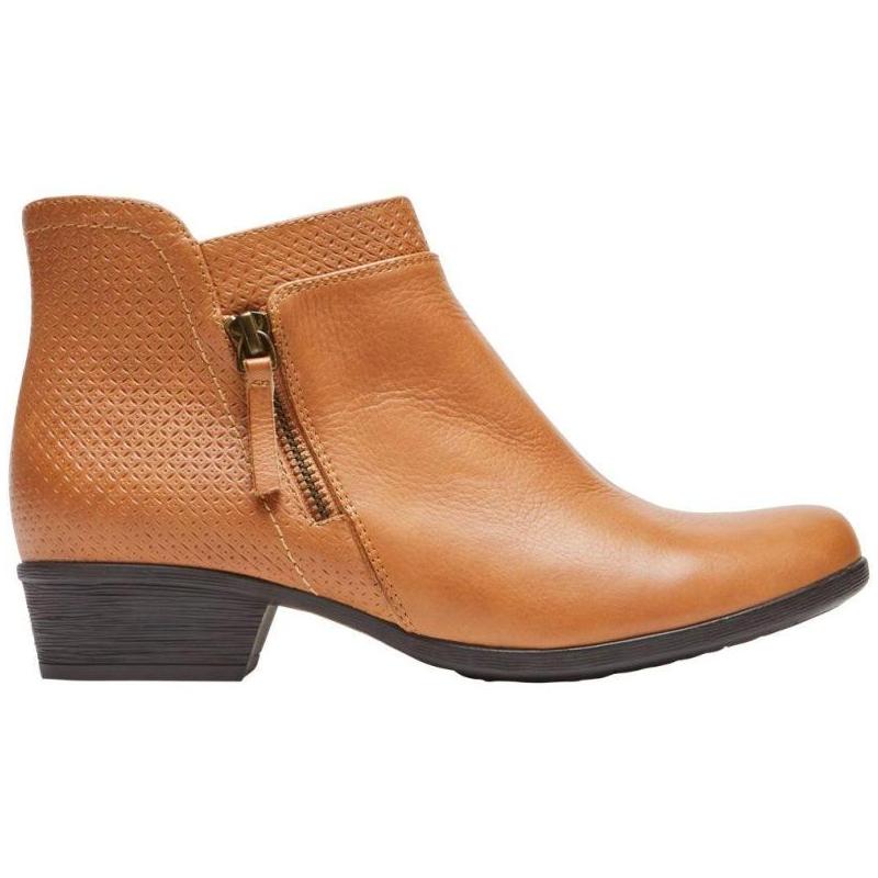 Rockport/乐步女时装靴靴子短靴棕色休闲拉链皮质正品RP CH3960