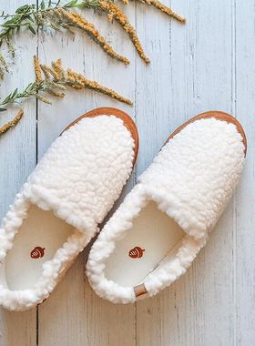 ACORN女懒人鞋毛毛鞋冬季爆款保暖初冬出街时尚舒适布面白色10080