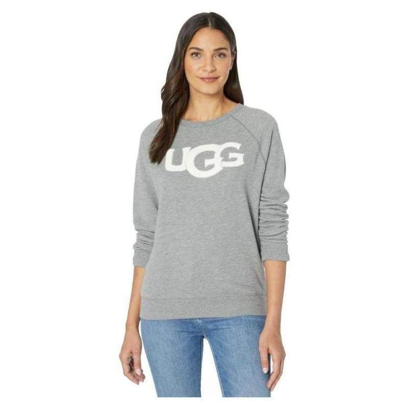 ugg女卫衣套头衫秋冬打底字母logo灰色柔软保暖正品9337781