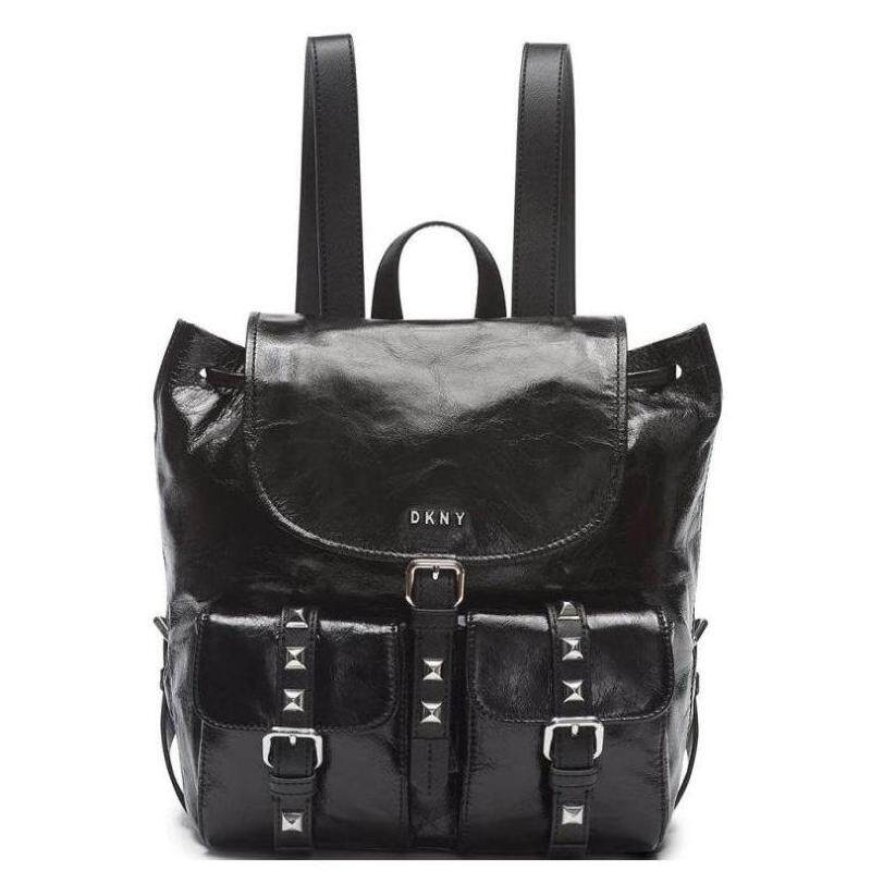 dkny/唐可娜儿女士双肩包褶皱皮革抽绳铆钉大容量正品20110327