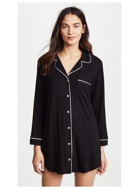 Eberjey女士睡衣长袖轻质纽扣口袋柔软经典舒适直邮正品410S10971