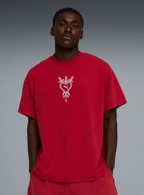 puma/彪马男短袖篮球T恤Swish N' Ink玫瑰花红色棉质混纺实战风格