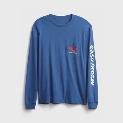 盖璞恤男长袖纯棉圆领恤衫