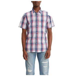 Levi's李维斯男衬衫短袖纯棉格子透气休闲口袋工装正品866270022