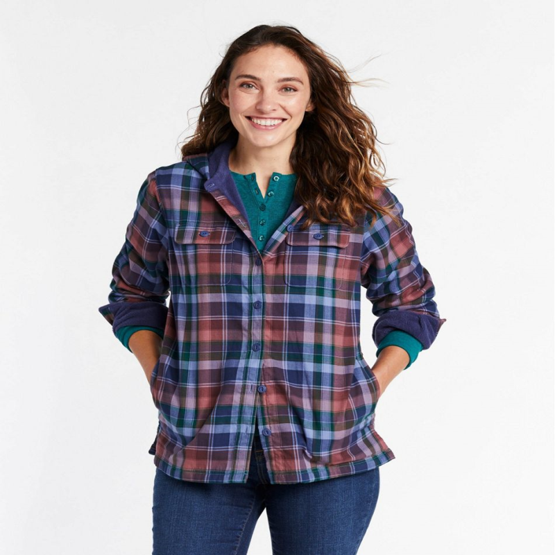 L.L. Bean/宾恩女士衬衫系扣连帽纯棉柔软舒适抓绒正品TA296823