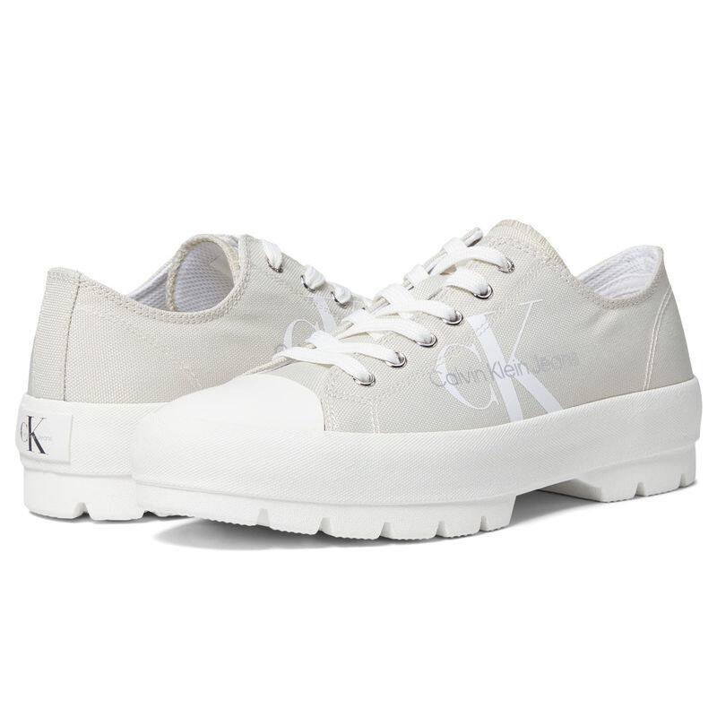 calvin klein/凯文克莱ck女鞋运动休闲鞋帆布鞋中跟系带小白鞋