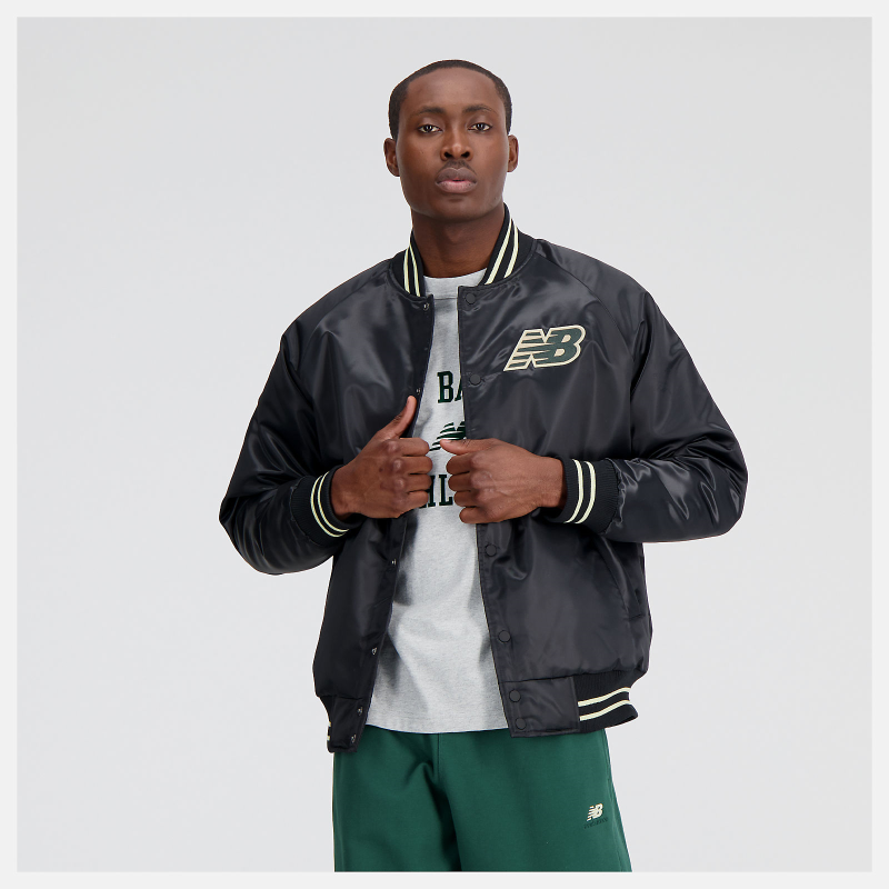 NEW BALANCE NB男夹克纽扣棒球服飞行员夹克保暖上衣MJ33550