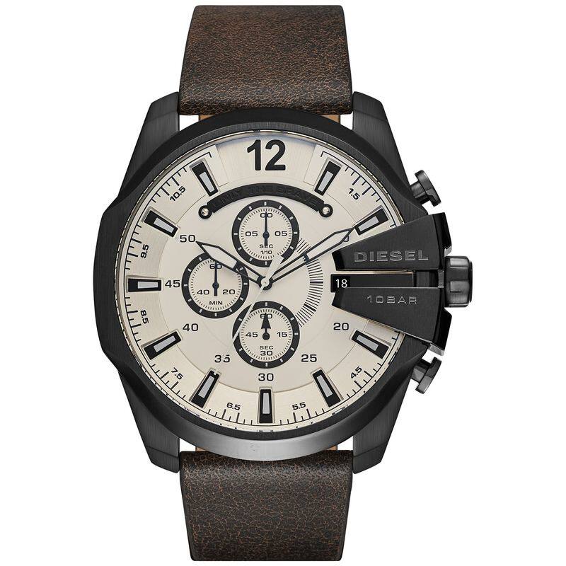 迪赛diesel 男手表腕表大表盘石英表皮带100米做旧51mm正品dz4422